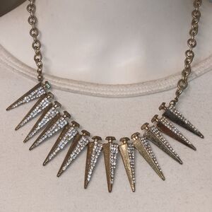 Vintage rhinestone filled pointed statement necklace